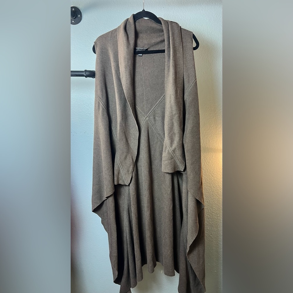 Peruvian Connection brown poncho sweater 100% Pima Cotton